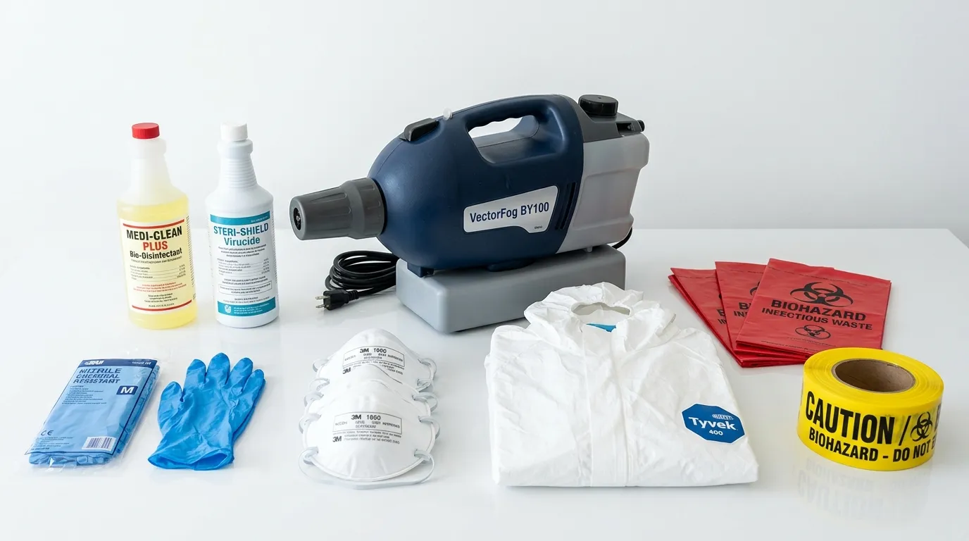 Professional biohazard remediation crew working in Clovis